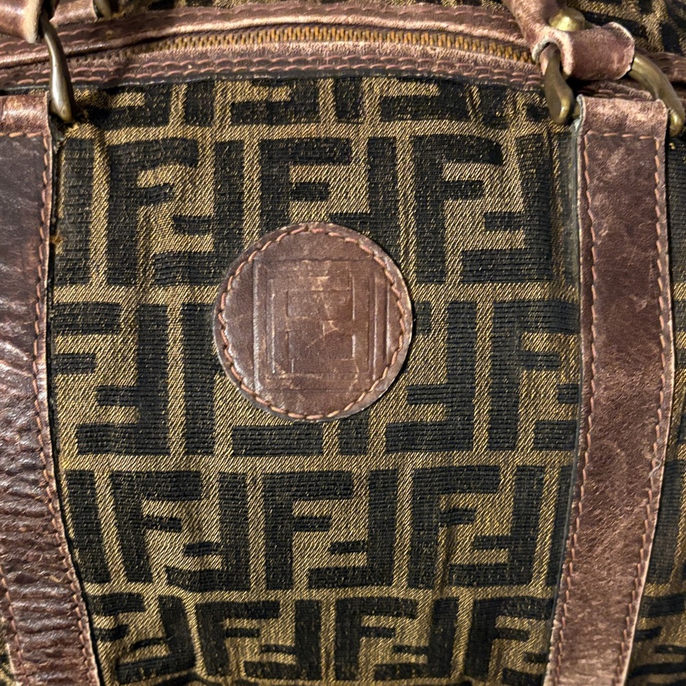 Fendi Monogram Black and Brown Duffel Bag